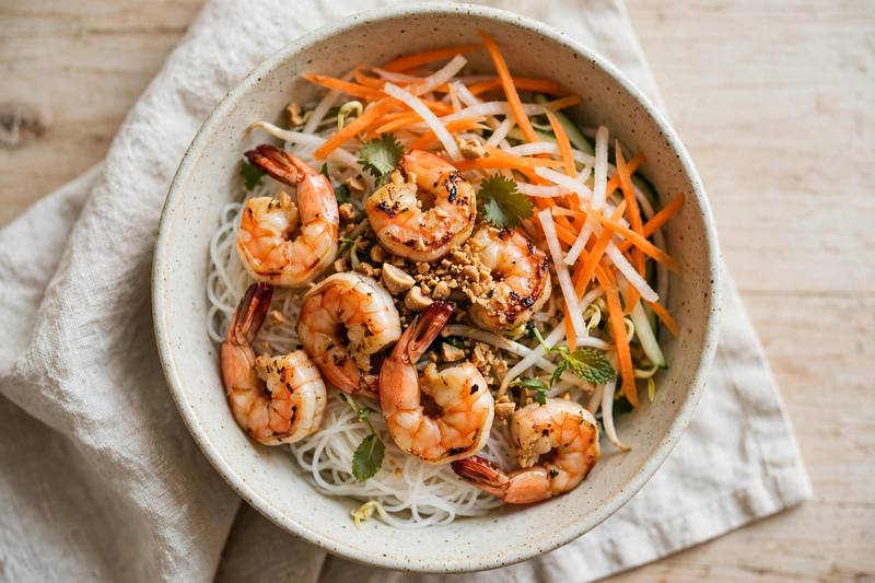 Photo of Vietnamese Vermicelli Bowl with Shrimp, a lunch recipe from FluentFuel