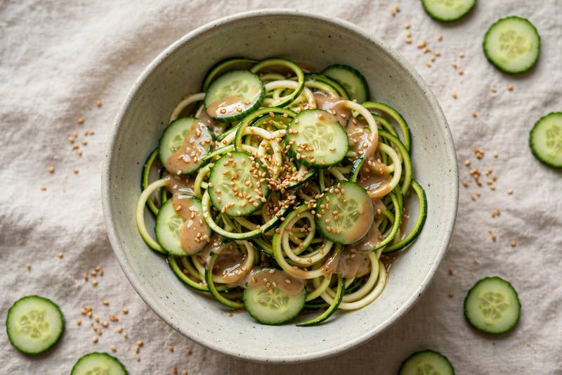 Photo of Sesame Cucumber Noodle Salad, a lunch recipe from FluentFuel