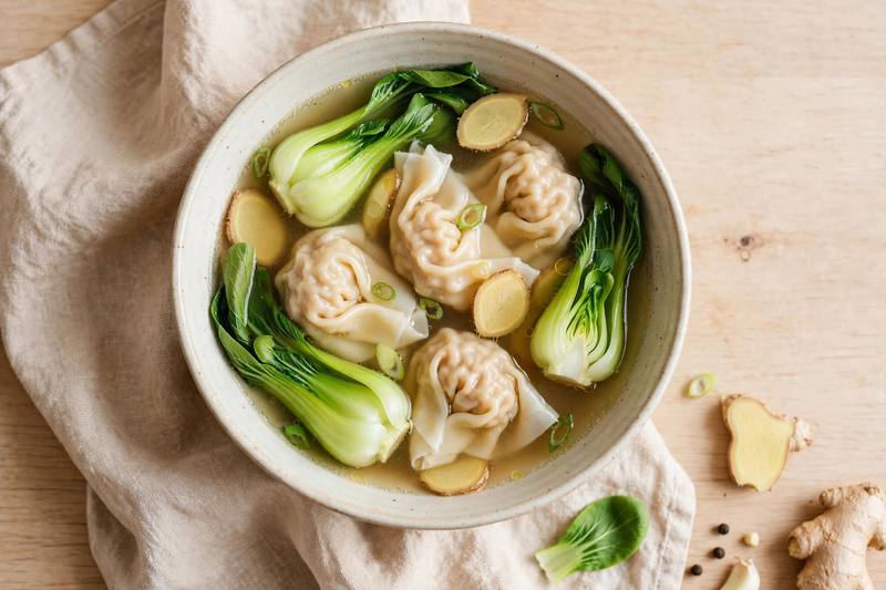 Photo of Wonton Soup with Bok Choy, a lunch recipe from FluentFuel
