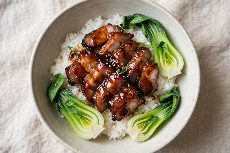 Photo of Char Siu Pork Rice Bowl, a lunch recipe from FluentFuel