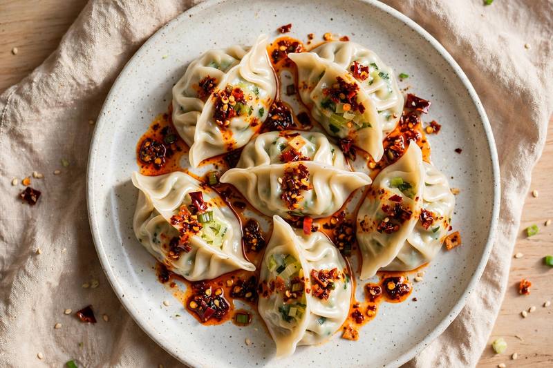 Photo of Steamed Veggie Dumplings with Chili Crisp, a lunch recipe from FluentFuel