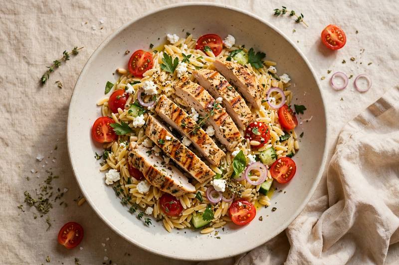 Photo of Herb Grilled Chicken & Orzo Salad, a lunch recipe from FluentFuel