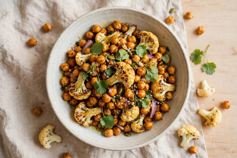 Photo of Curried Chickpea & Cauliflower Salad, a lunch recipe from FluentFuel