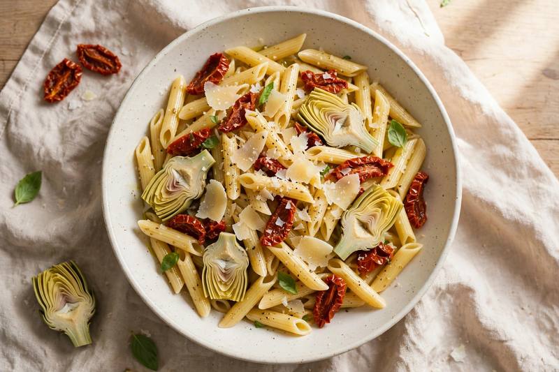Photo of Artichoke & Sun-Dried Tomato Pasta Salad, a lunch recipe from FluentFuel