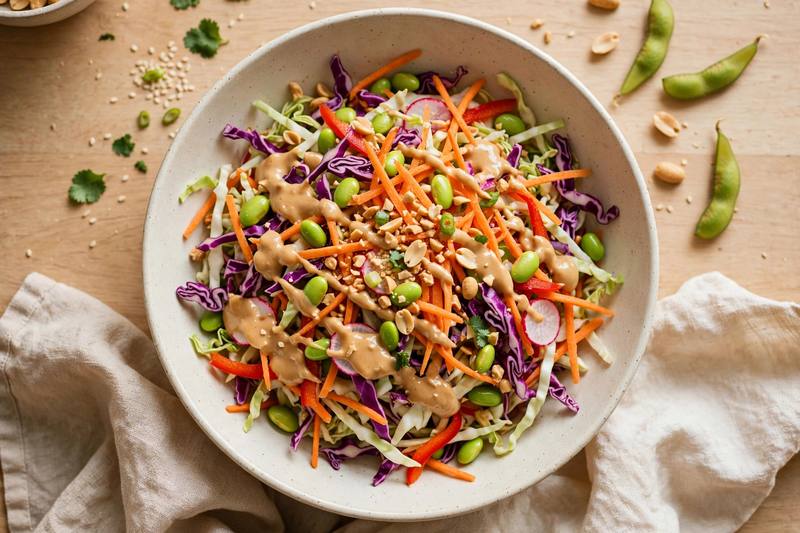 Photo of Rainbow Peanut Slaw, a lunch recipe from FluentFuel