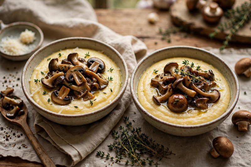 Photo of Creamy Polenta with Mushroom Ragù, a dinner recipe from FluentFuel
