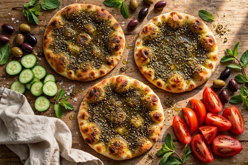 Photo of Za’atar Manoushe, a breakfast recipe from FluentFuel