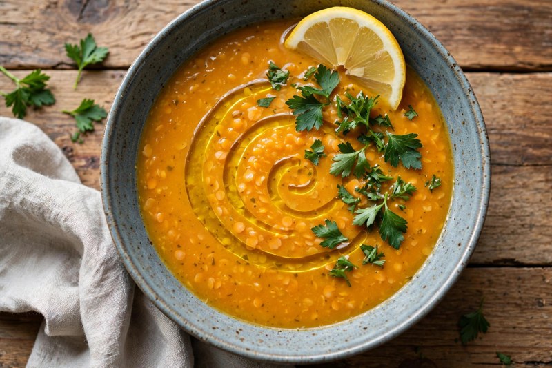 Photo of Red Lentil Soup (Shorbat Adas), a lunch recipe from FluentFuel