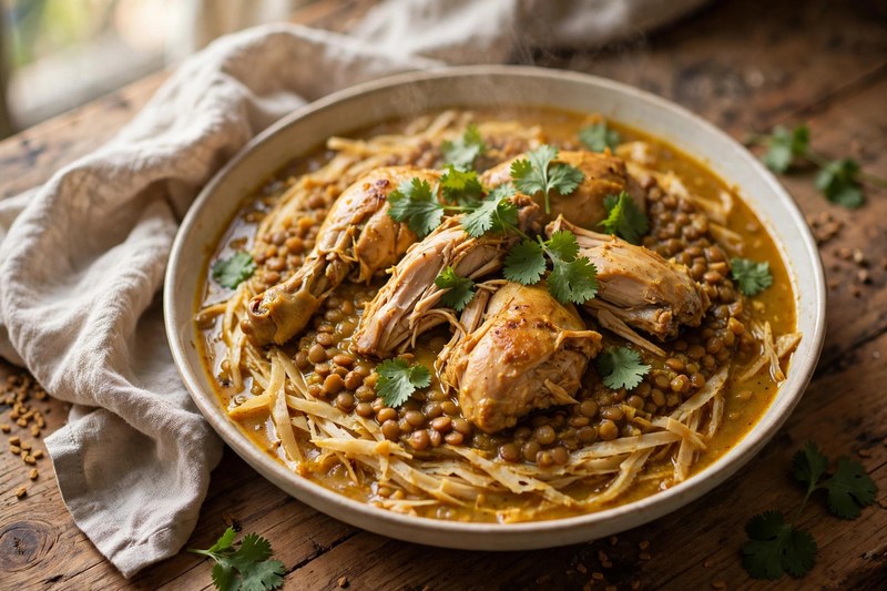 Photo of Rfissa (Chicken with Lentils & Msemen), a dinner recipe from FluentFuel