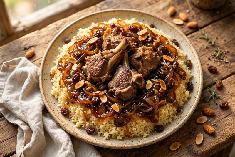 Photo of Couscous Tfaya (Caramelized Onion & Raisin), a dinner recipe from FluentFuel