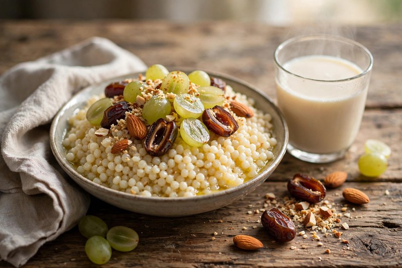 Photo of Mesfouf (Sweet Buttered Couscous), a lunch recipe from FluentFuel