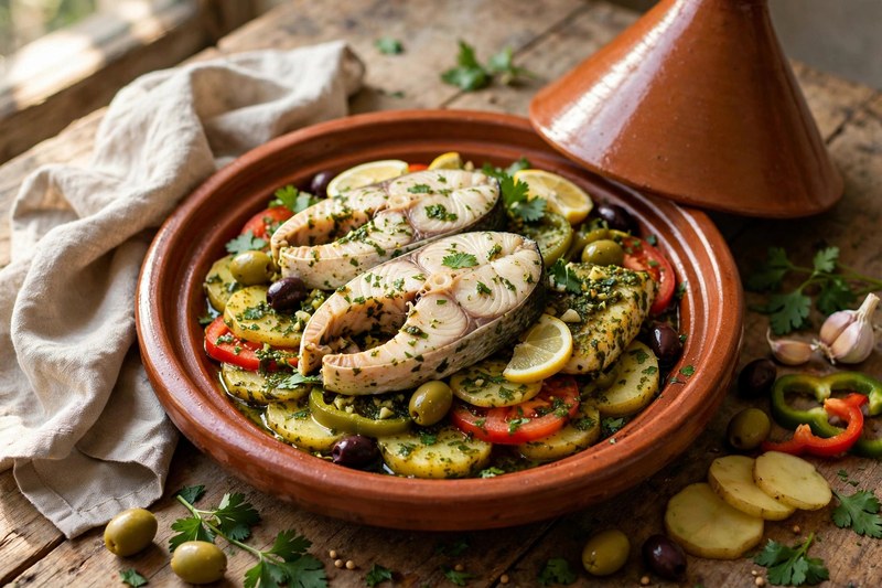 Photo of Fish Tagine with Chermoula, a dinner recipe from FluentFuel