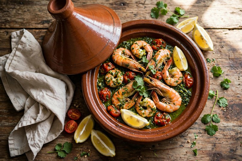 Photo of Shrimp Tagine with Chermoula, a dinner recipe from FluentFuel