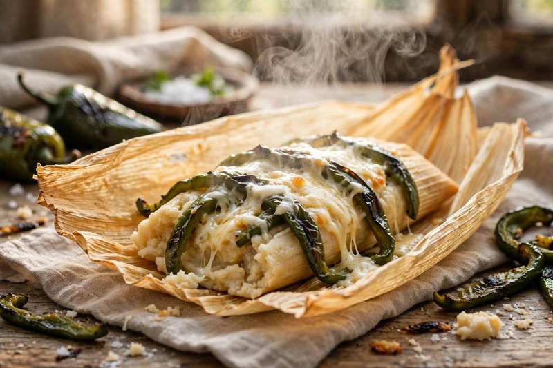 Photo of Tamales de Rajas con Queso, a dinner recipe from FluentFuel