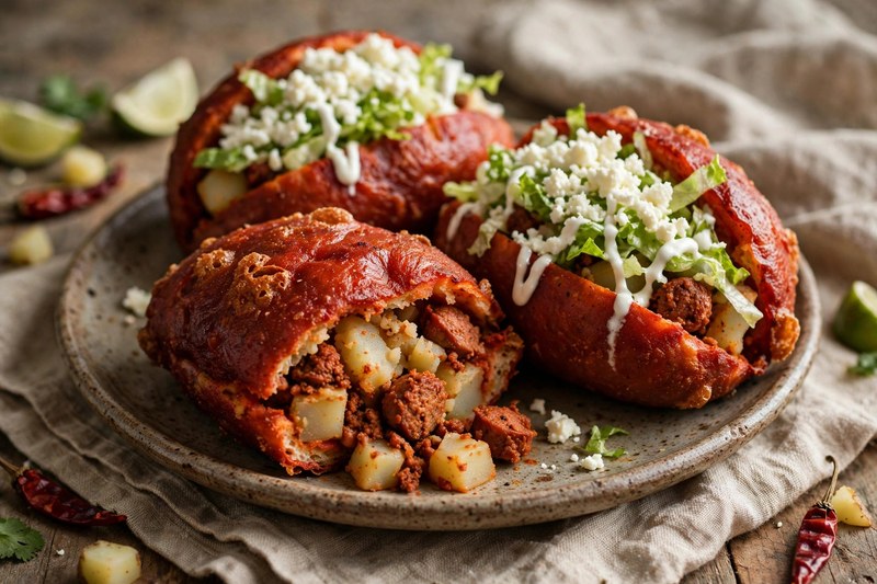 Photo of Pambazos de Papa con Chorizo, a dinner recipe from FluentFuel