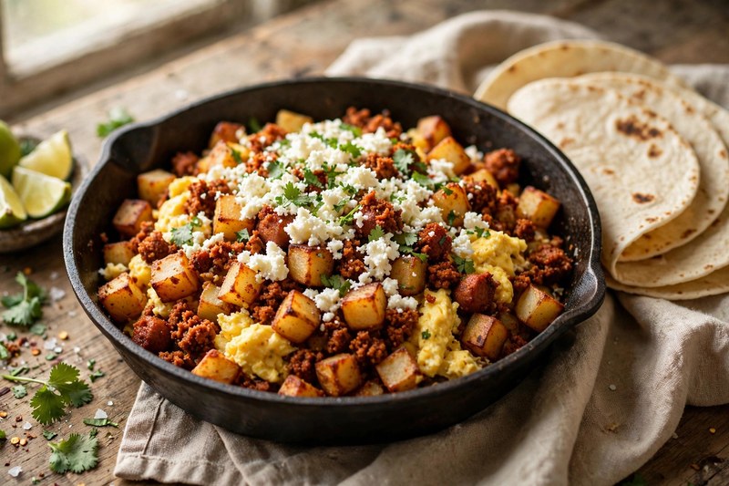 Photo of Papas con Chorizo, a breakfast recipe from FluentFuel