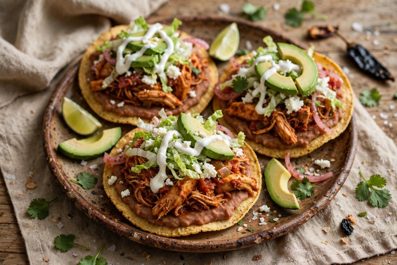 Photo of Tostadas de Tinga, a lunch recipe from FluentFuel