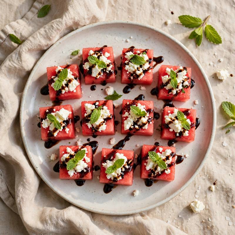 Photo of Watermelon Feta Bites, a snack recipe from FluentFuel