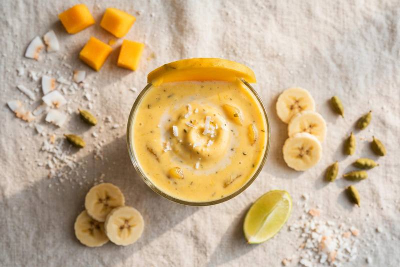 Photo of Mango Coconut Lassi, a breakfast recipe from FluentFuel