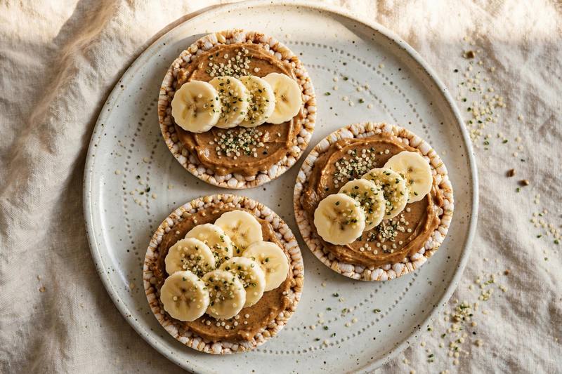 Photo of Rice Cakes with Almond Butter and Banana, a breakfast recipe from FluentFuel