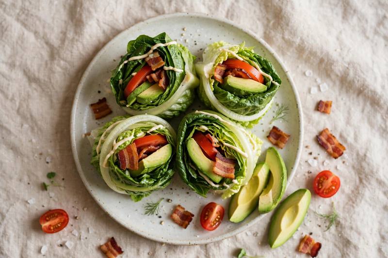 Photo of BLT Lettuce Wraps with Avocado, a breakfast recipe from FluentFuel