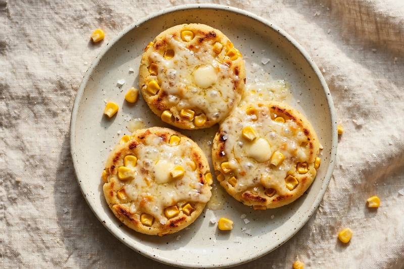 Photo of Sweet Corn Arepas con Queso, a breakfast recipe from FluentFuel