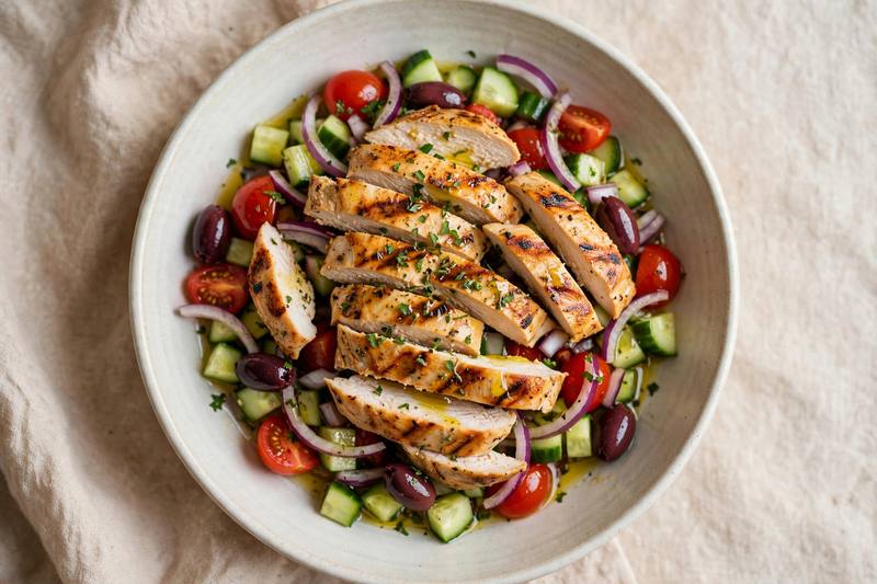 Photo of Mediterranean Chopped Salad with Grilled Chicken, a lunch recipe from FluentFuel