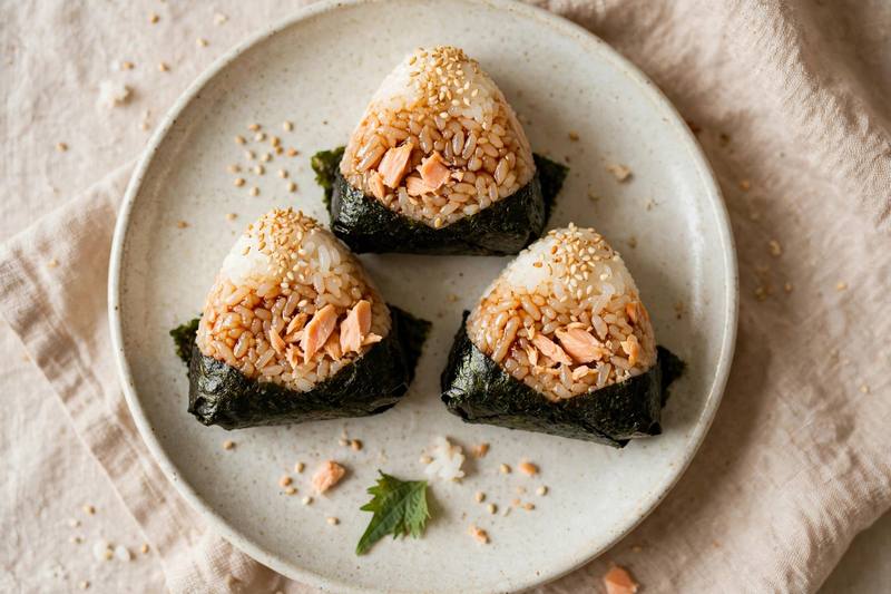 Photo of Salmon Onigiri Trio, a lunch recipe from FluentFuel