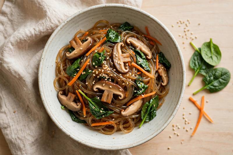Photo of Mushroom Japchae, a lunch recipe from FluentFuel