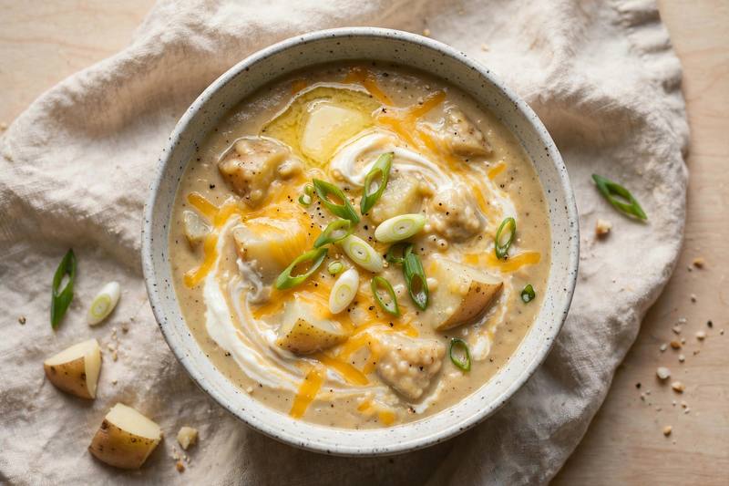Photo of Creamy Baked Potato Soup, a lunch recipe from FluentFuel