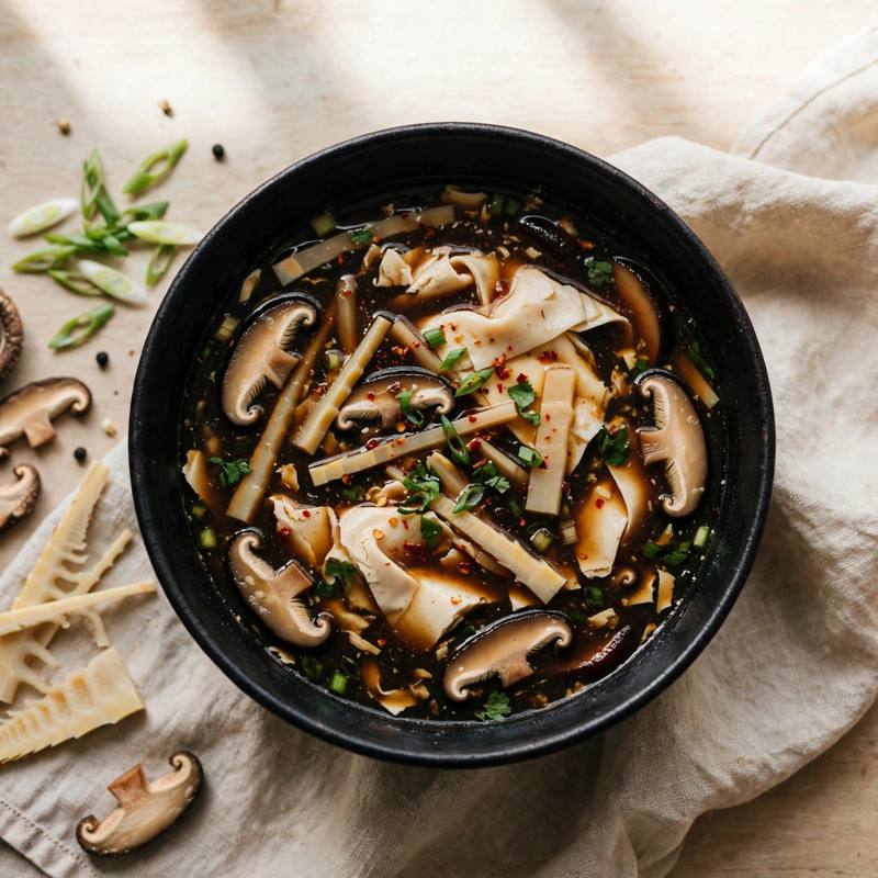 Photo of Vegan Hot and Sour Soup, a lunch recipe from FluentFuel