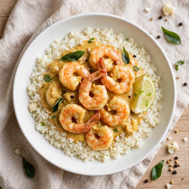 Photo of Goan Shrimp Curry over Cauliflower Rice, a dinner recipe from FluentFuel