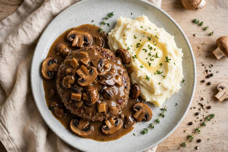 Photo of Salisbury Steak with Mushroom Gravy, a dinner recipe from FluentFuel