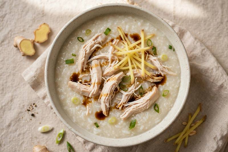 Photo of Chicken Congee with Ginger, a breakfast recipe from FluentFuel