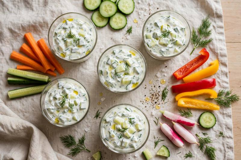Photo of Tzatziki and Veggie Cups, a snack recipe from FluentFuel