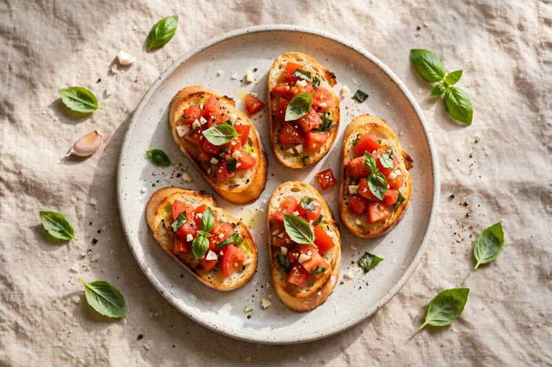 Photo of Tomato Bruschetta on Crostini, a snack recipe from FluentFuel