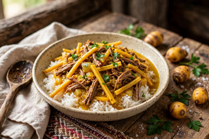 Photo of Olluquito con Charqui, a dinner recipe from FluentFuel