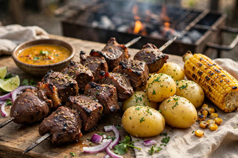 Photo of Anticuchos de Corazón, a dinner recipe from FluentFuel