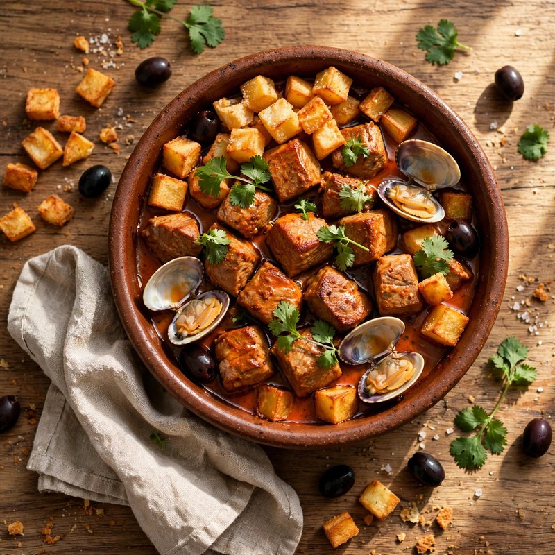 Photo of Carne de Porco à Alentejana, a dinner recipe from FluentFuel