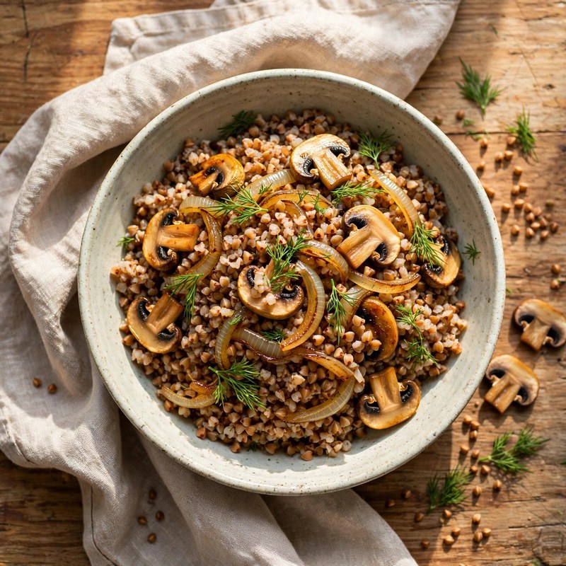 Photo of Buckwheat Kasha with Mushrooms, a dinner recipe from FluentFuel
