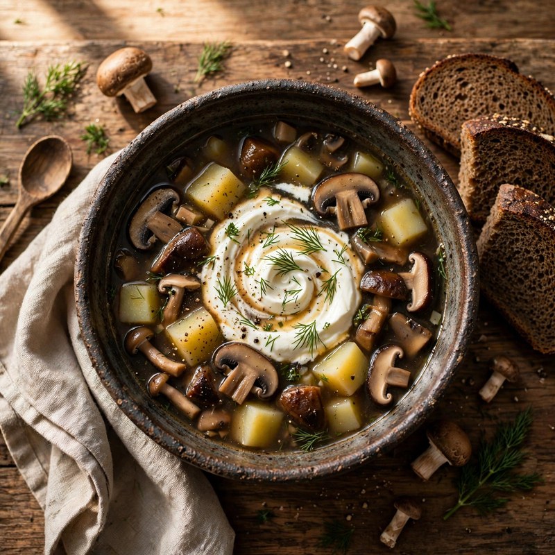 Photo of Wild Mushroom Soup, a dinner recipe from FluentFuel