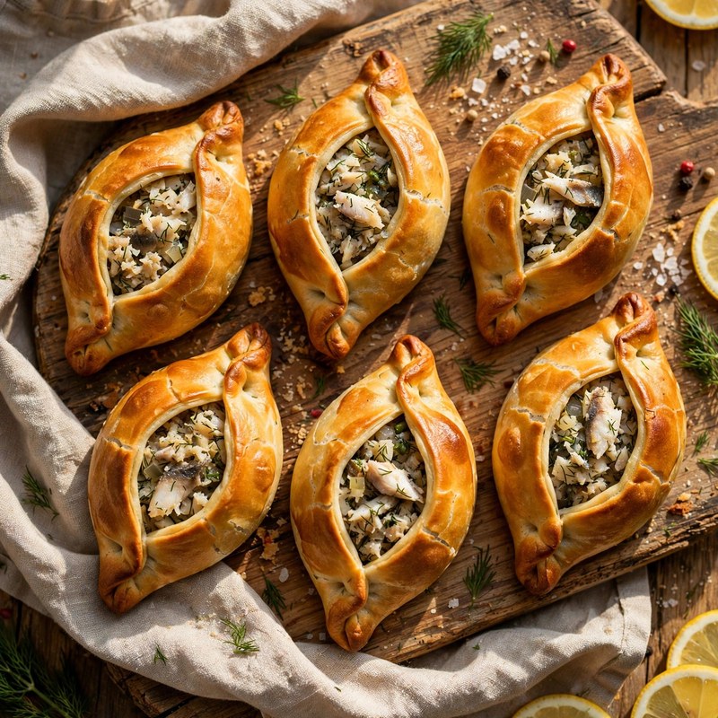 Photo of Rasstegai (Open Fish Pies), a snack recipe from FluentFuel