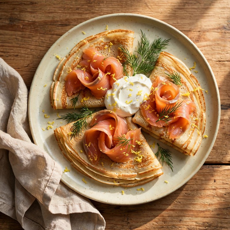 Photo of Blini with Smoked Salmon, a breakfast recipe from FluentFuel