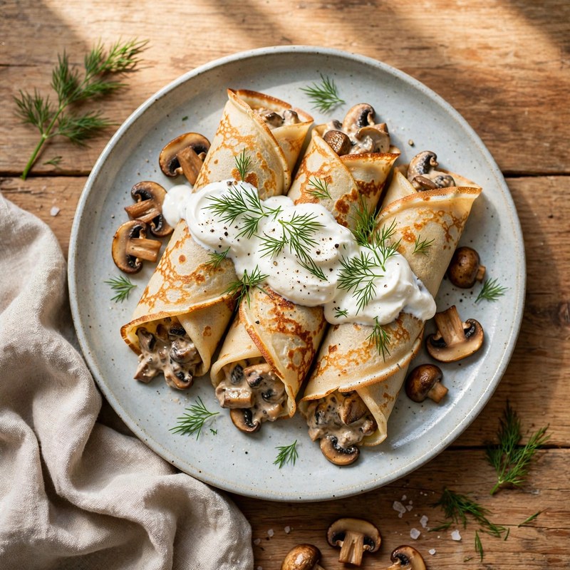 Photo of Mushroom Blini, a breakfast recipe from FluentFuel