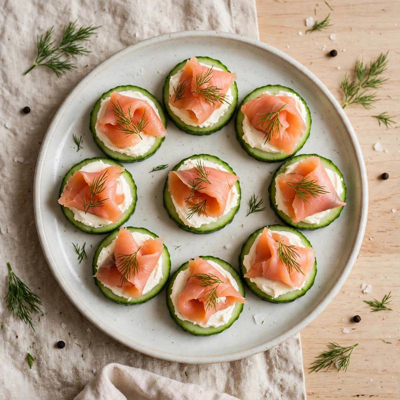 Photo of Salmon Cucumber Bites, a snack recipe from FluentFuel