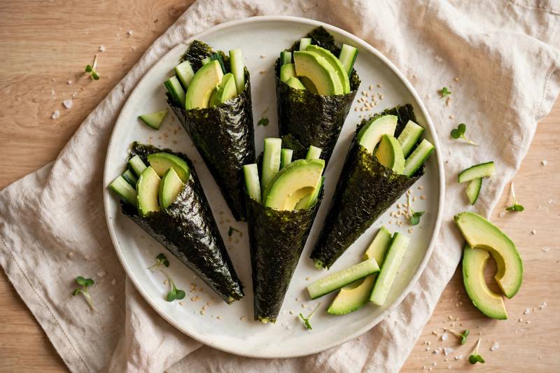 Photo of Nori Avocado Hand Rolls, a snack recipe from FluentFuel