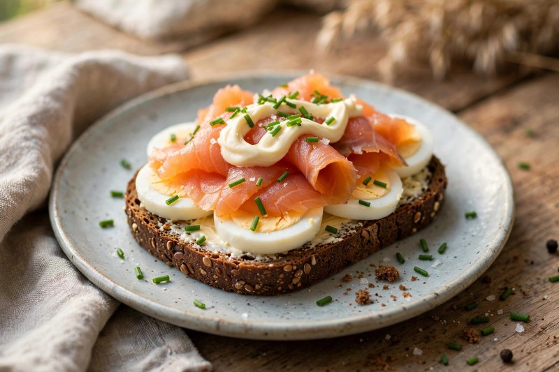 Photo of Open-Faced Egg Sandwich, a breakfast recipe from FluentFuel