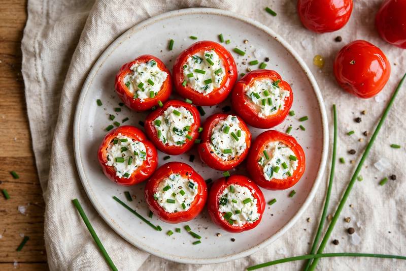 Photo of Herbed Goat Cheese Stuffed Peppadews, a snack recipe from FluentFuel
