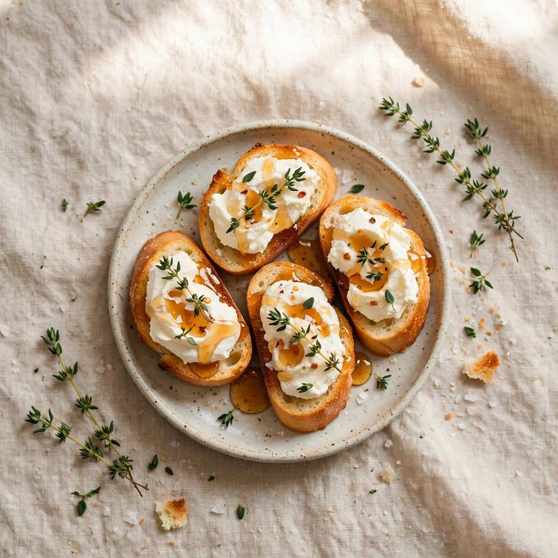 Photo of Whipped Ricotta & Hot Honey Crostini, a snack recipe from FluentFuel