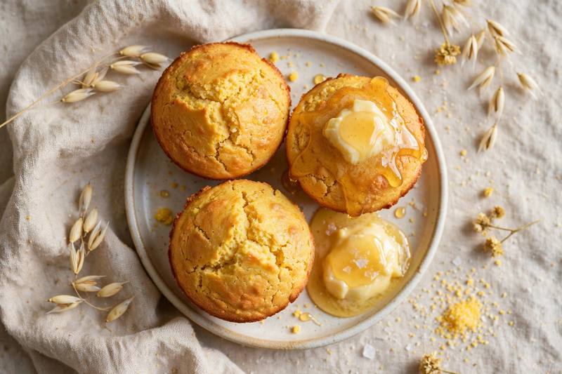 Photo of Cornbread Muffins with Honey Butter, a snack recipe from FluentFuel